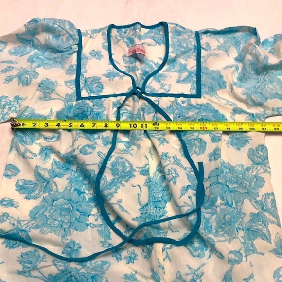 Vintage Evelyn Pearson blue floral print dressing nightgown size medium - Picture 10 of 11